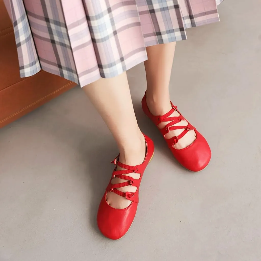 Women's Girls Mary Janes Ballet Flats Round Toe Comfort Elastic Slip On Ballerina Dress Walking Shoes