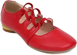 Women's Girls Mary Janes Ballet Flats Round Toe Comfort Elastic Slip On Ballerina Dress Walking Shoes