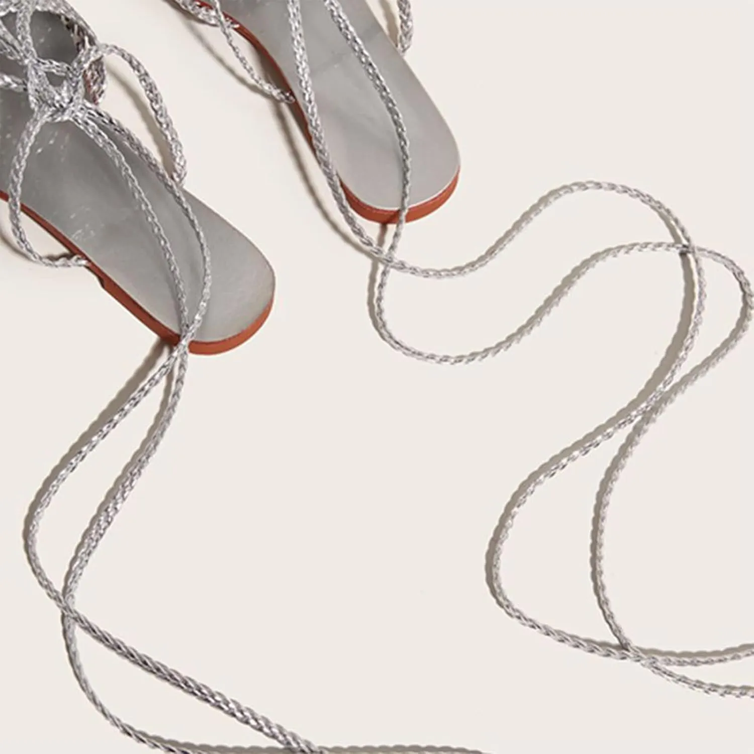 Women's Gold Cross Braided Strap Flat Fish Mouth Roman Sandals Summer Square Toe Sexy Adjust Lace Up Comfortable Soft Sole Boho Sandals Suitable for Party Dress Beach