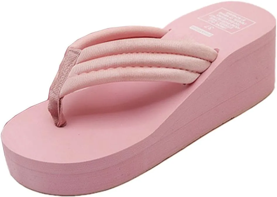 Womens High Wedge Beach Sandals Summer Thong Flip Flops Platform