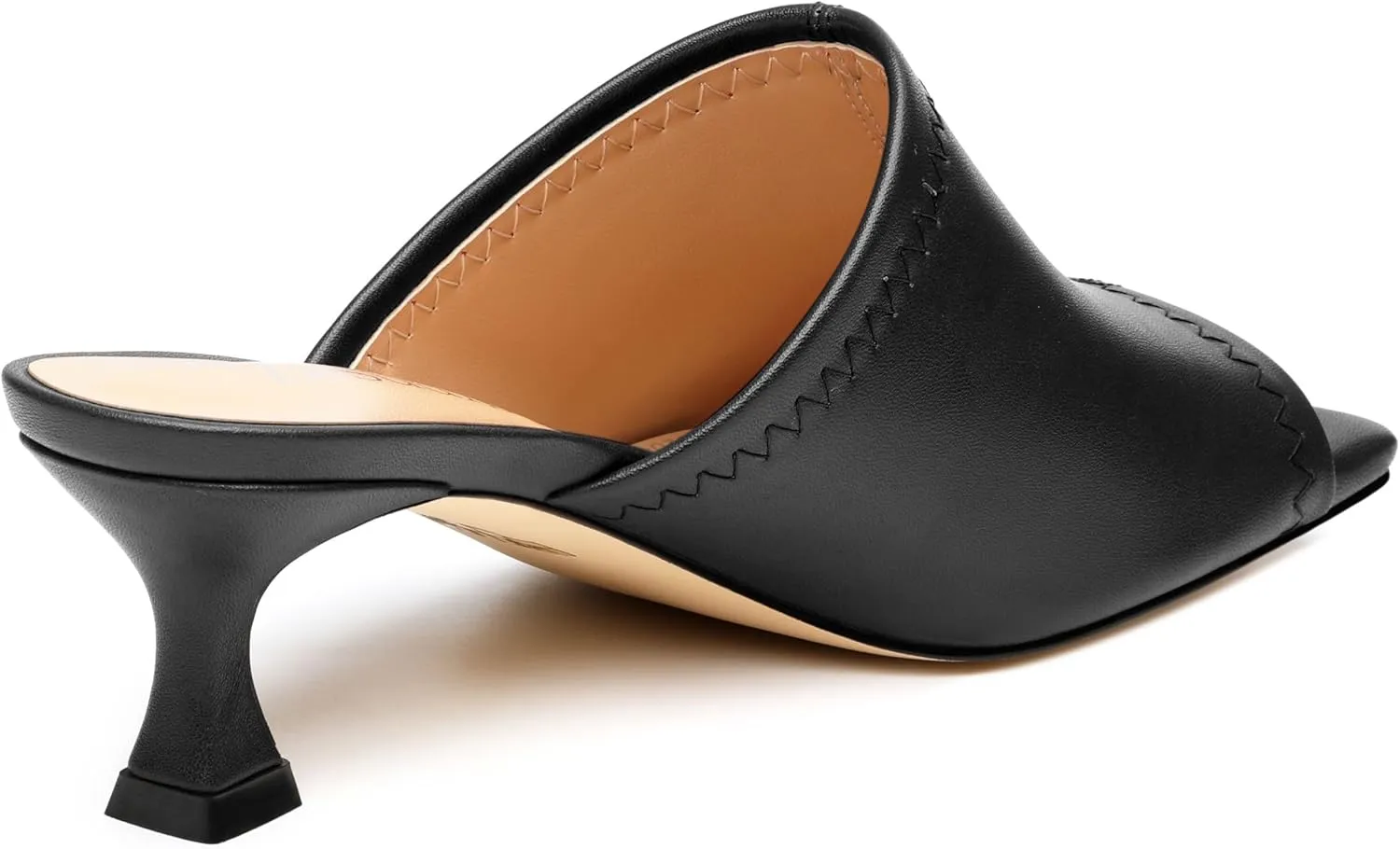 Womens Kitten Heel Open Square Toe Slip-on Sandals Casual Fashion Dress Summer Mules Shoes 2 Inches Heels
