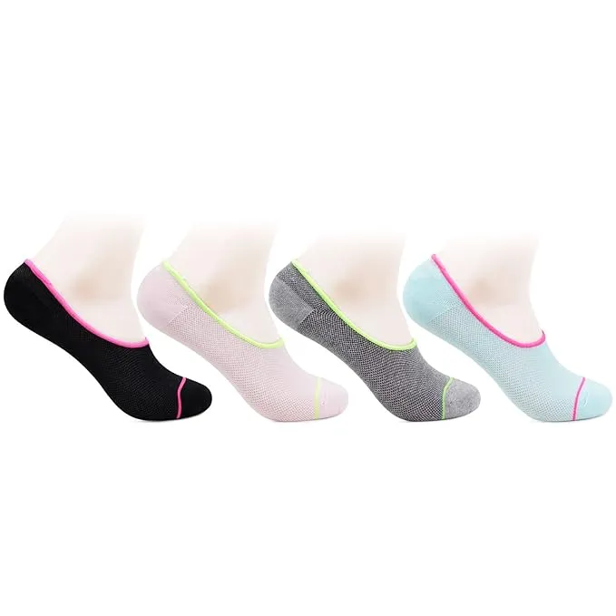 Women's Multicoloured Cotton Loafer Socks- Pack of 4