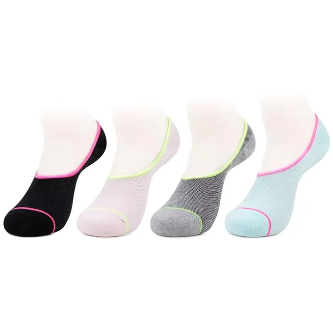 Women's Multicoloured Cotton Loafer Socks- Pack of 4