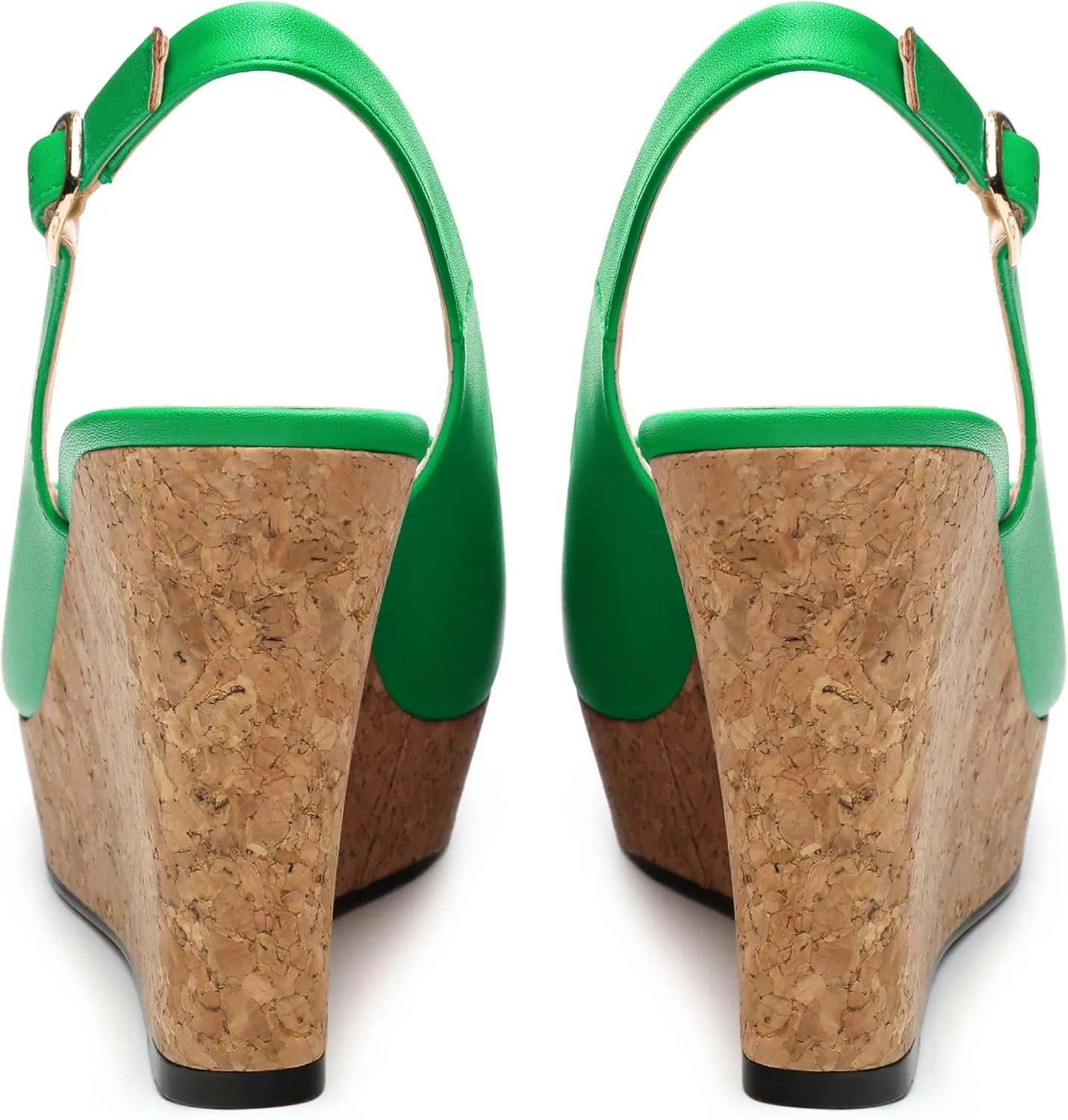 Womens Peep Toe Wedge Heels Matte Fashion Cork Slingback Pumps Platform Wedge Sandals 3.94 Inches
