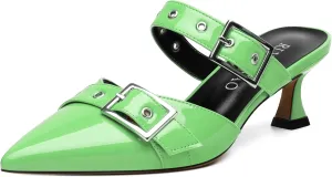 Women's Pumps, Pointed Toe Low Heel Mules for Women, Backstrap Buckle Fashion Solid Women's Mule Pumps for Daily Working Party