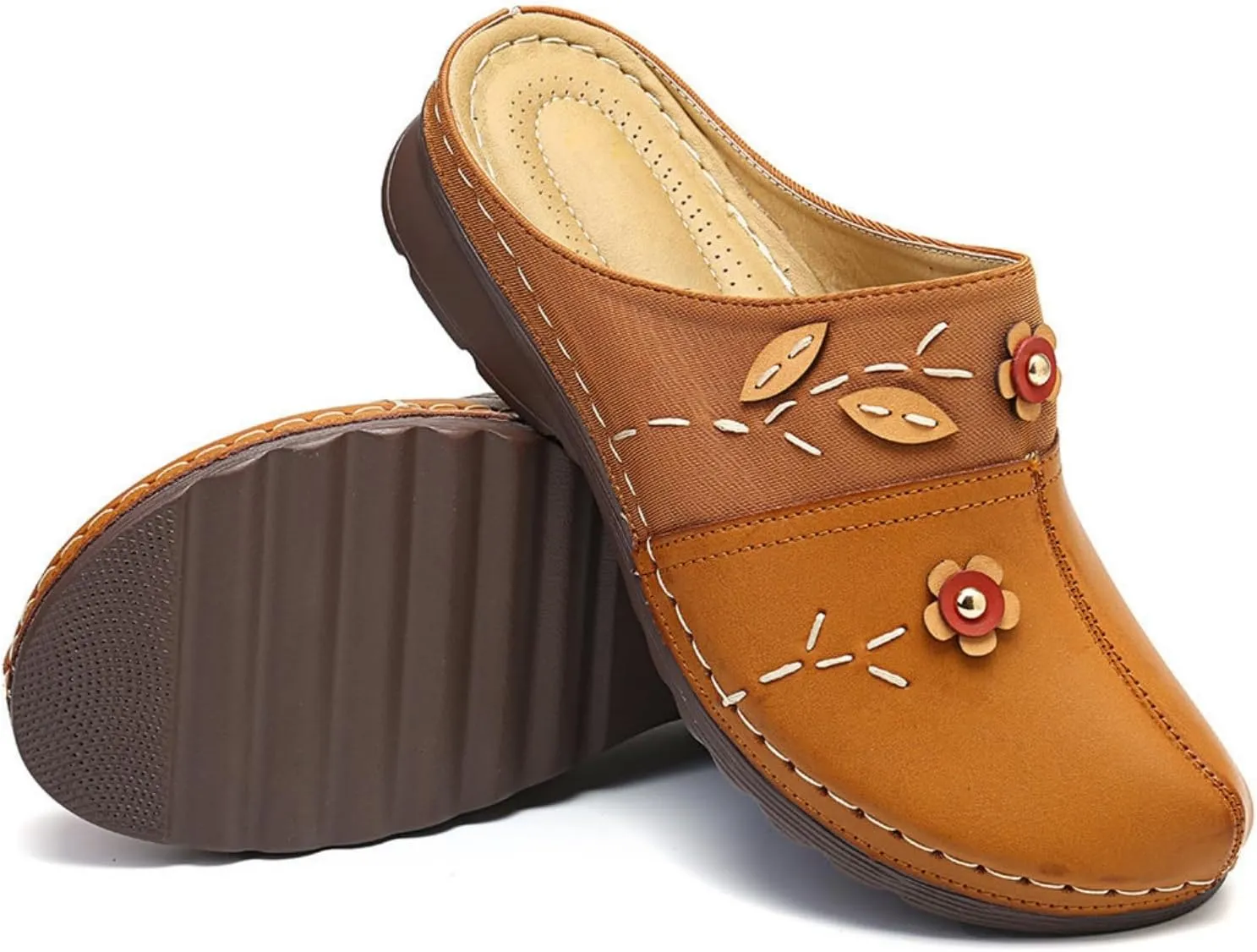 Womens Sandals Vintage Ethnic Style Floral Sandals Lightweight Shoes Summer Fashion Dressy Sandal Lambskin Sandal