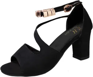 Womens Sandalsopen Toe Dressy Block Heel Sandals Fashion Ankle Strappy Heels Dress Wedding Bridal Shoes