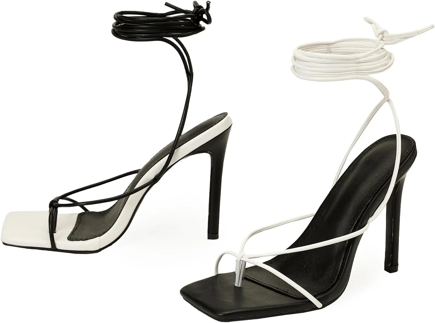 Women's Sexy Stiletto High Heel Lace up Strappy Sandals, Open Toe Tie up Criss Cross Strappy Heels, Thong Ankle Wrap Heels Gladiator