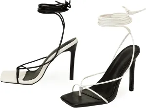 Women's Sexy Stiletto High Heel Lace up Strappy Sandals, Open Toe Tie up Criss Cross Strappy Heels, Thong Ankle Wrap Heels Gladiator