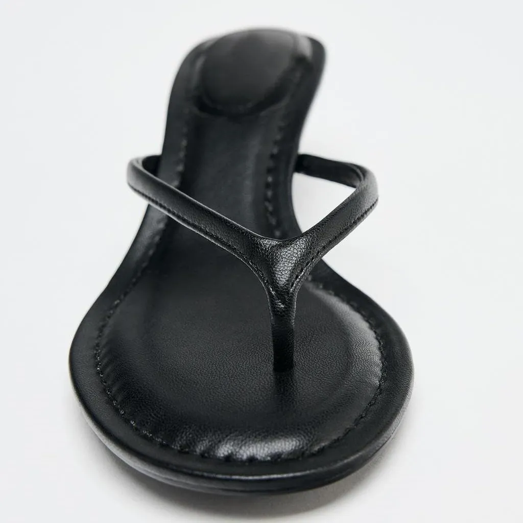 Women’s Suede Open Toe Thong Heeled Sandals Flip Flops Kitten Low Heels Sexy Fashion Comfort Shoes for Party Casual Slides