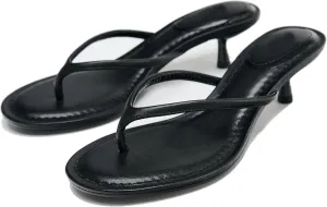 Women’s Suede Open Toe Thong Heeled Sandals Flip Flops Kitten Low Heels Sexy Fashion Comfort Shoes for Party Casual Slides