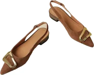 Women's Suede Slingback Slides, Pointed Toe Dressy Casual Sandals