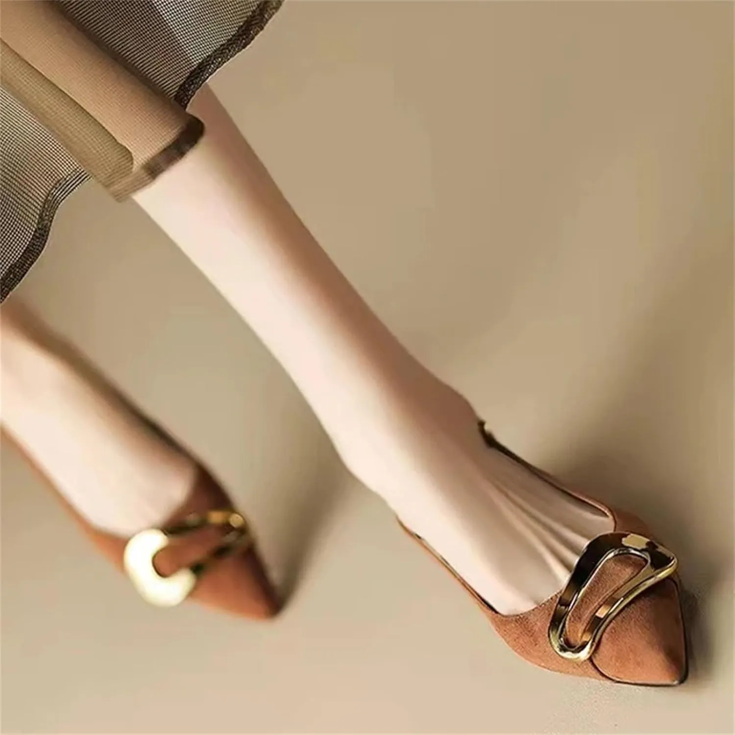 Women's Suede Slingback Slides, Pointed Toe Dressy Casual Sandals