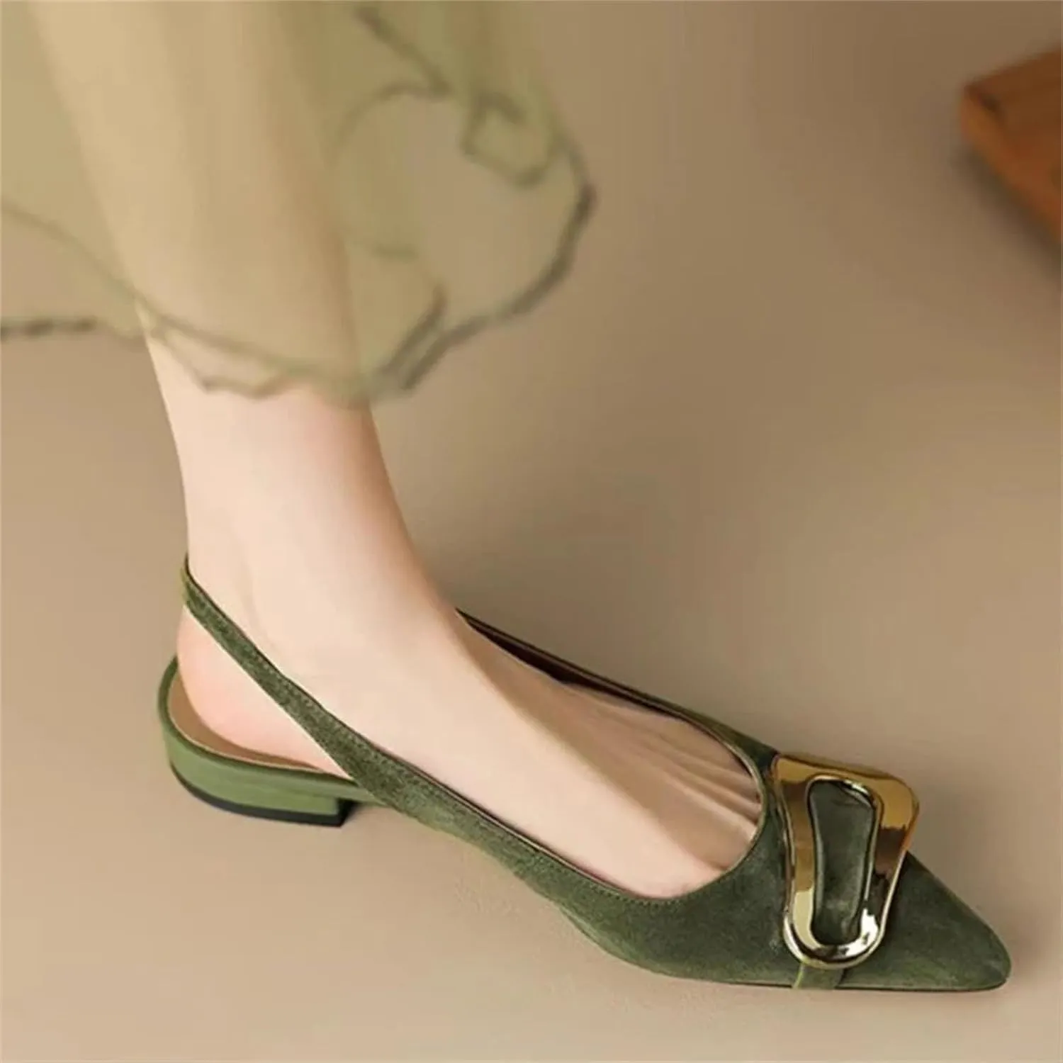 Women's Suede Slingback Slides, Pointed Toe Dressy Casual Sandals
