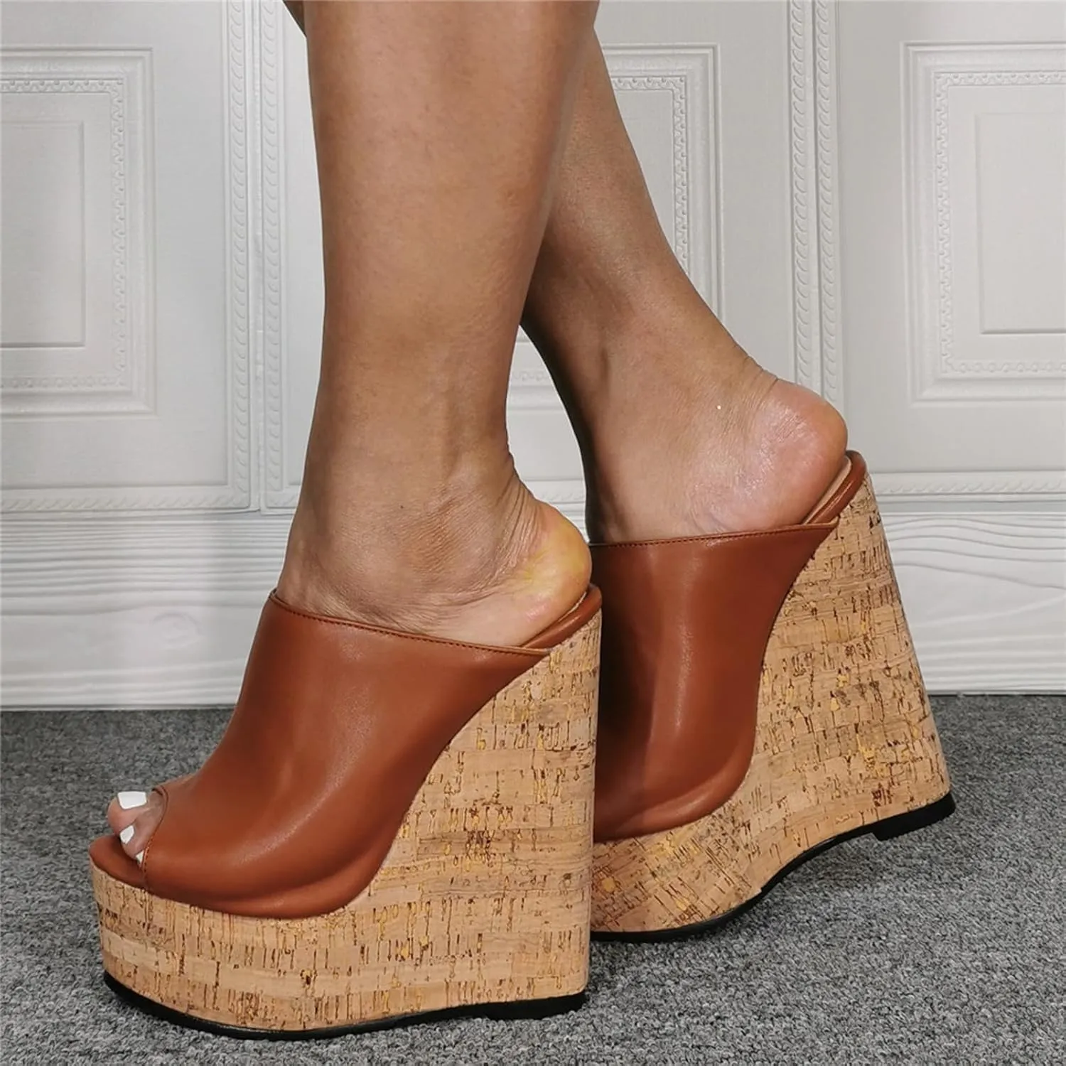 Women's Wedge Platform Sandals | Plus Size Summer Dress High Heels for Men/Women | Weddings, Prom & Nightclubs Shoes,Brown,40