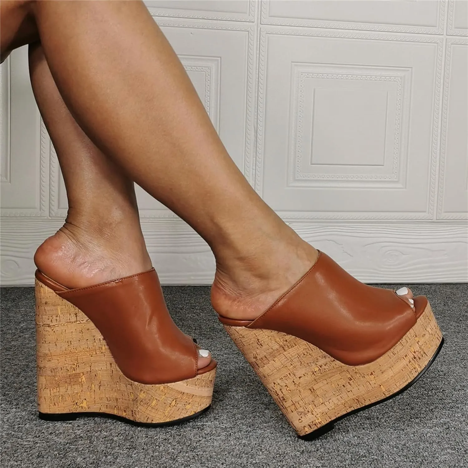 Women's Wedge Platform Sandals | Plus Size Summer Dress High Heels for Men/Women | Weddings, Prom & Nightclubs Shoes,Brown,40