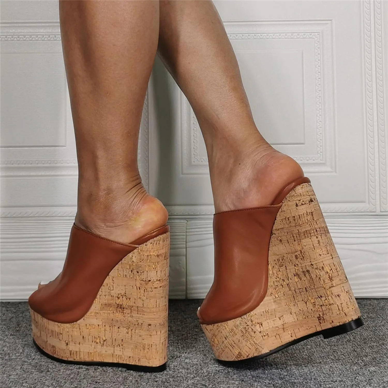 Women's Wedge Platform Sandals | Plus Size Summer Dress High Heels for Men/Women | Weddings, Prom & Nightclubs Shoes,Brown,40