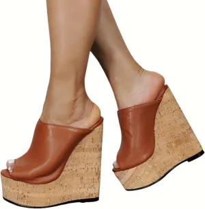 Women's Wedge Platform Sandals | Plus Size Summer Dress High Heels for Men/Women | Weddings, Prom & Nightclubs Shoes,Brown,40