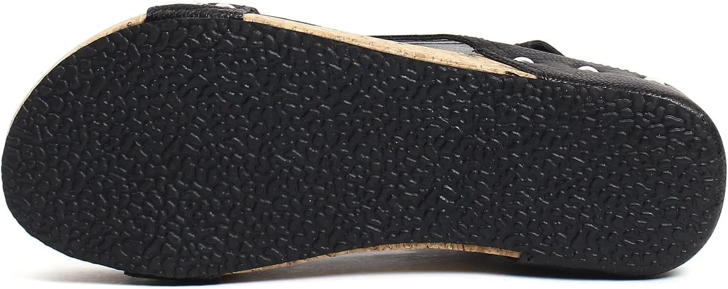Womens Wedge Sandals, Platform Wedge Heels Sandals with Ankle Strap Open Toe Cork Wedges Comfortable Casual Dressy Summer Shoes (a-Black, 8)