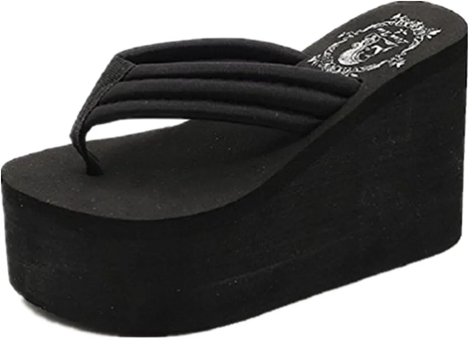 Womens Wedges Flip Flops Summer Thong Beach Sandals Chunky High Platform
