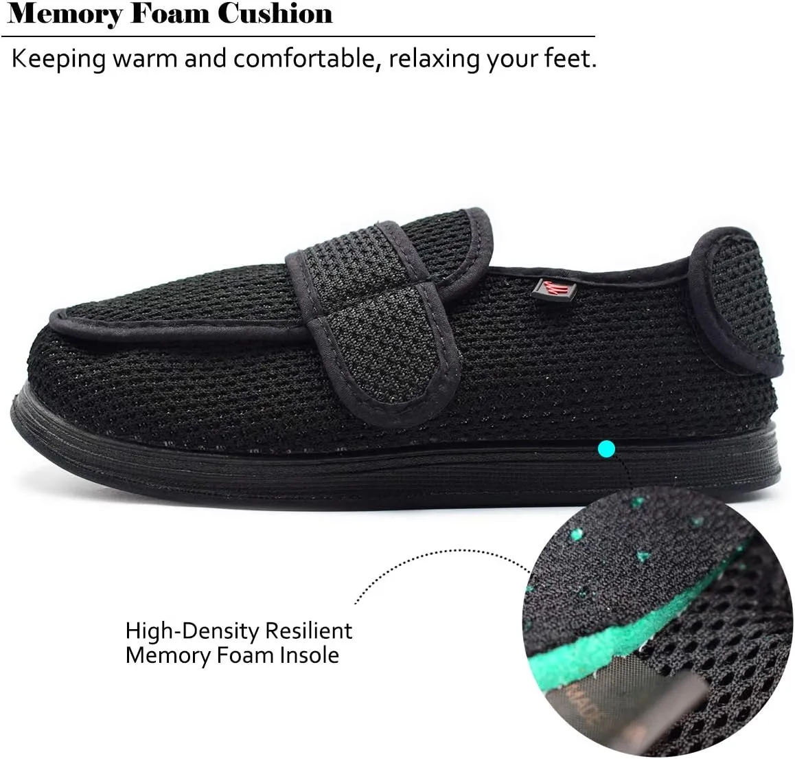 Women’s Wide Width House Shoes with Memory Foam Support Swollen Feet Edema Relief Cozy Outdoor Sole Diabetic House Slippers for Elderly Plantar Fasciitis