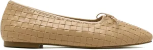 Woven Ballet Flats for Women Bow Square Toe Ballerina Shoes