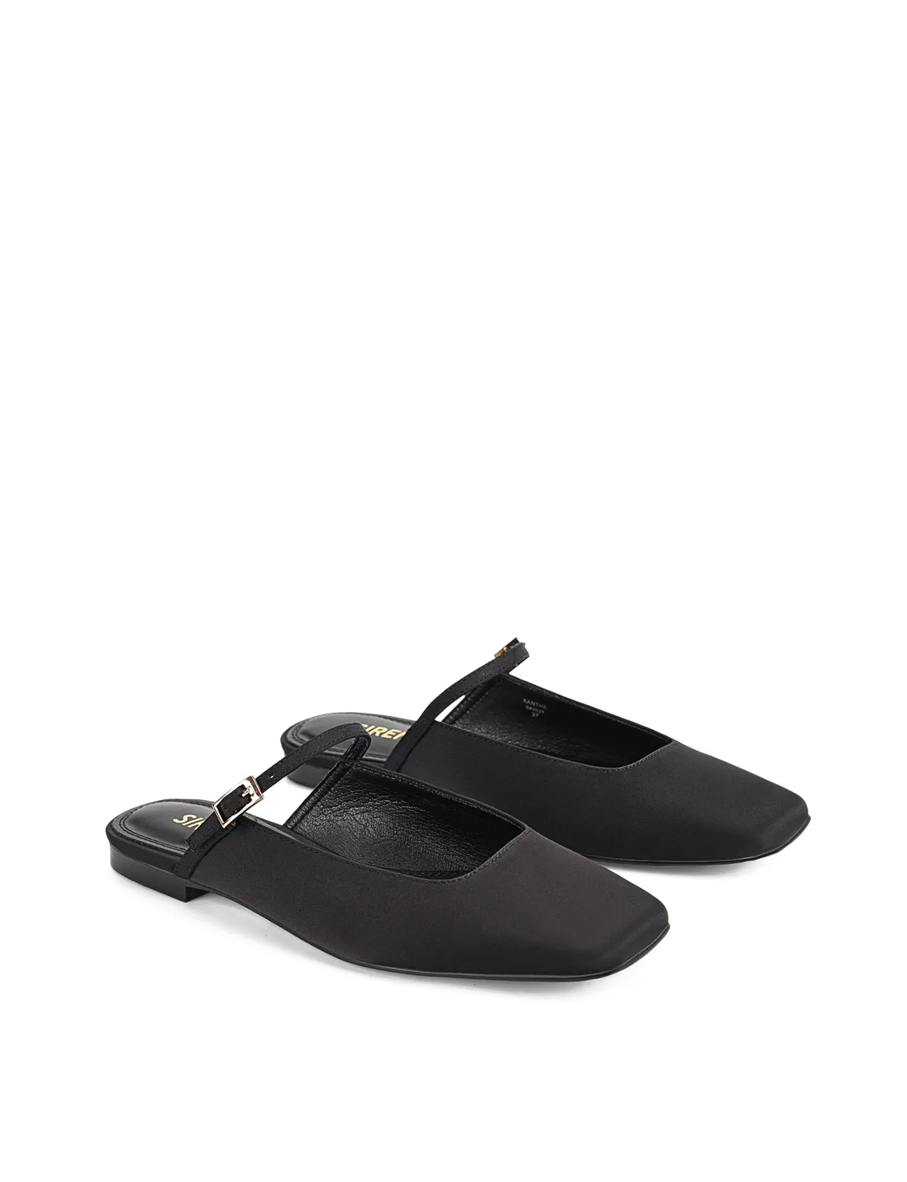 Xanthe Mary Jane Mules - Black Satin