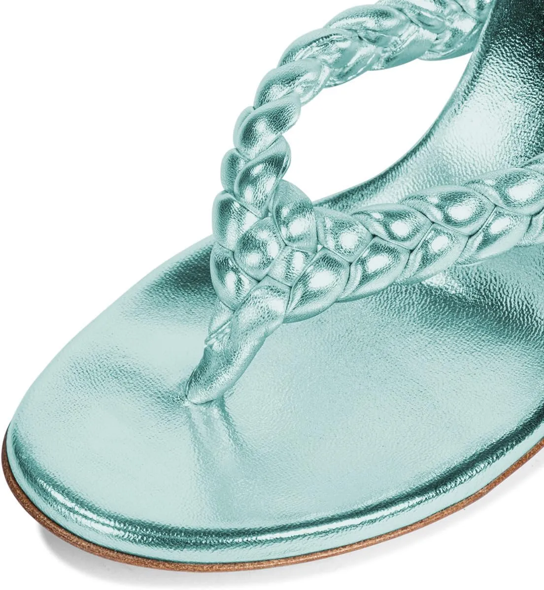 XYD Women Braided Strap Flip Fliops Almond Open Toe Thin Mid Heel Sandals Summer Chic Slip-on Thong Dress Shoes