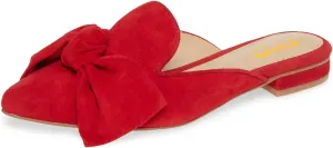 XYD Women Closed Pointed Toe Bows Mules Low Heel Flats Slip On Slide Sandals Daily Casual Outdoor Comfort Shoes