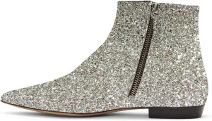 XYD Women's Formal Pointed Closed Toe Flats Ankle Boots Low Heel Booties Office Dress Shoes with Double Side Zippers