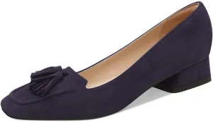 YDN Women Chunky Block Low Heel Loafers Square Toe Tassel Fringed Pump Slip On Dress Party Office Daily Shoe Size 4-15 US