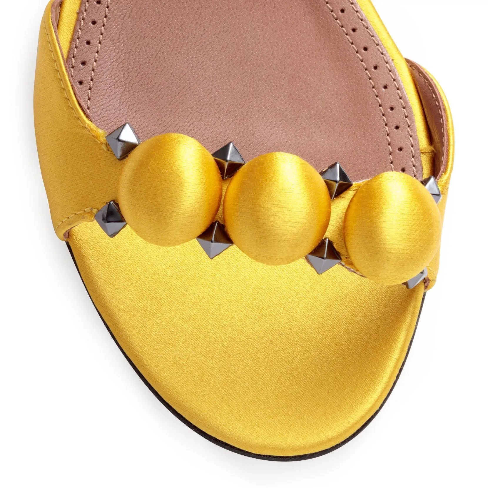 Yellow satin bomb flat sandals