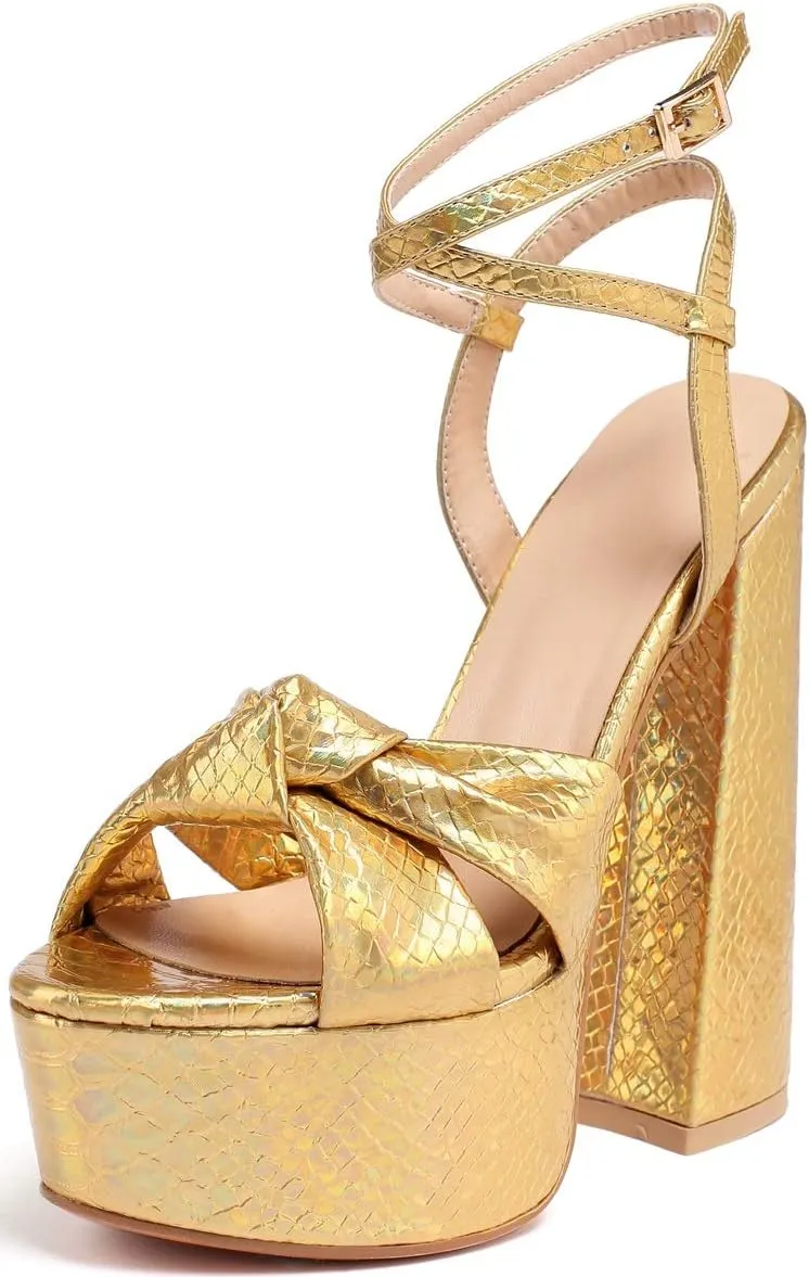 YODEKS Women's High Heels Sandals| Chunky Heel Platform Pumps| Peep Toe Ankle Strap Fashion Animal Print Summer Dress Shoes