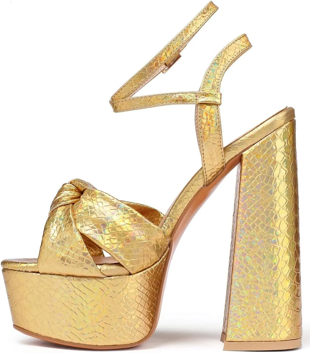 YODEKS Women's High Heels Sandals| Chunky Heel Platform Pumps| Peep Toe Ankle Strap Fashion Animal Print Summer Dress Shoes