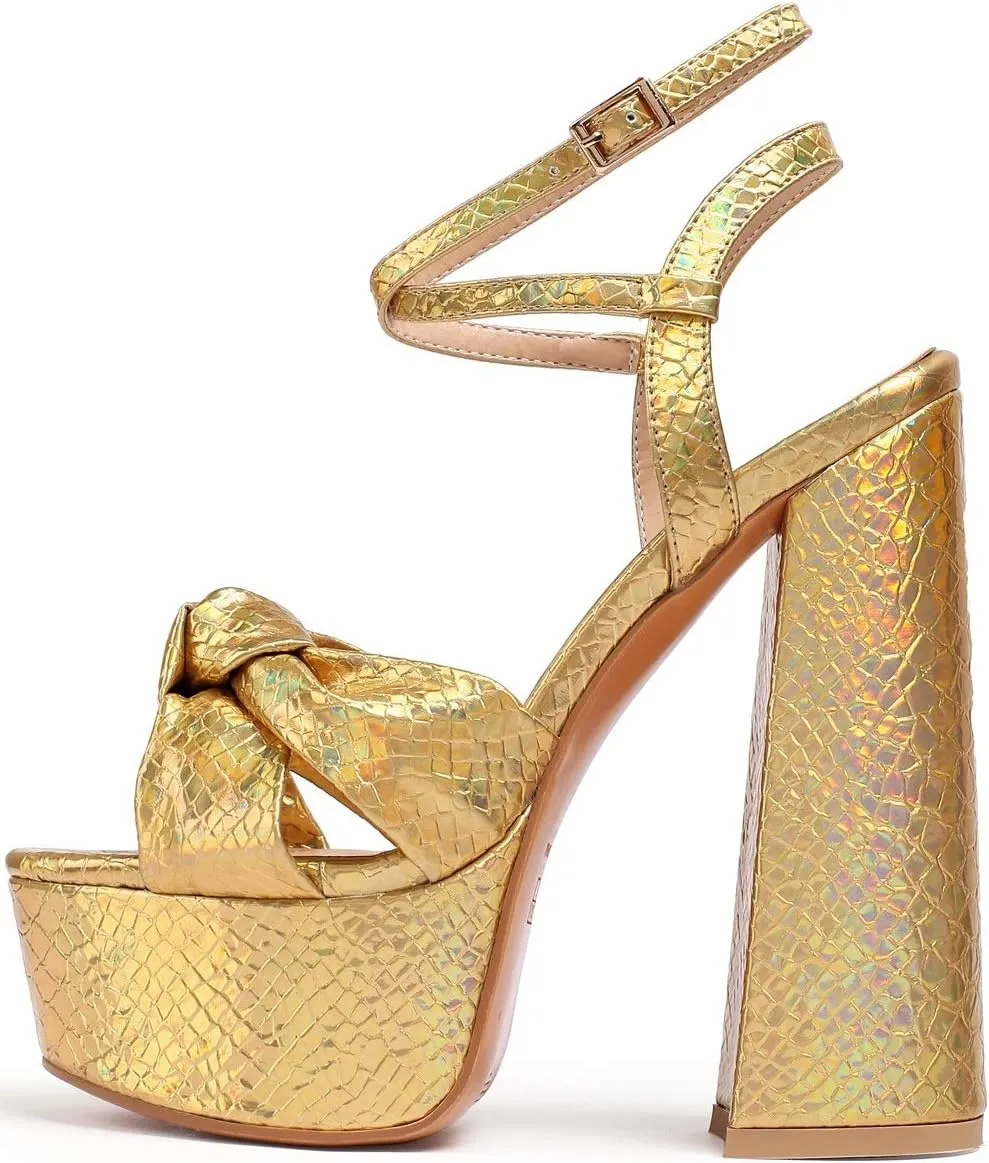 YODEKS Women's High Heels Sandals| Chunky Heel Platform Pumps| Peep Toe Ankle Strap Fashion Animal Print Summer Dress Shoes