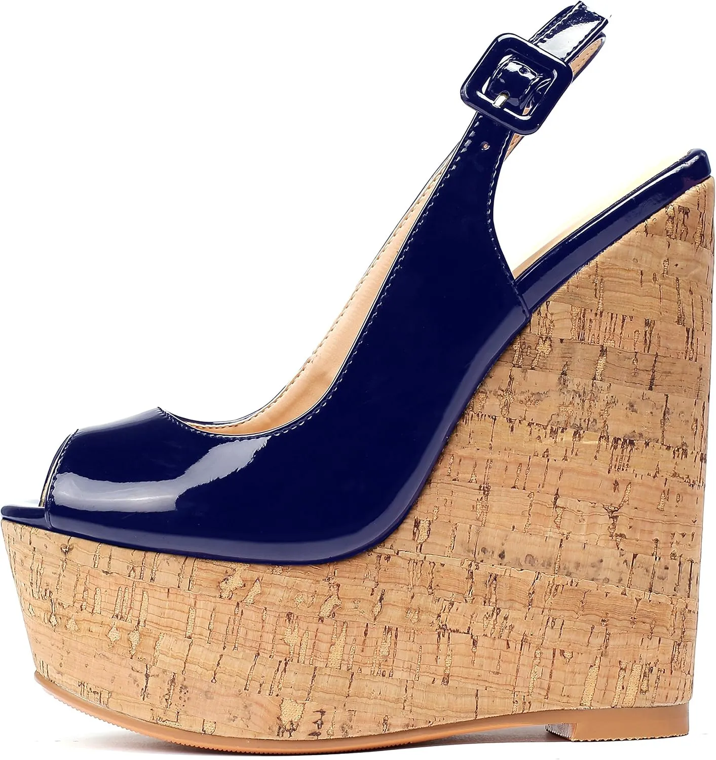 YODEKS Women's Platform Sandals Wedge Heel Peep Toe High Heeled Pumps Platform Wooden Heel Summer Wedge Heels Shoes