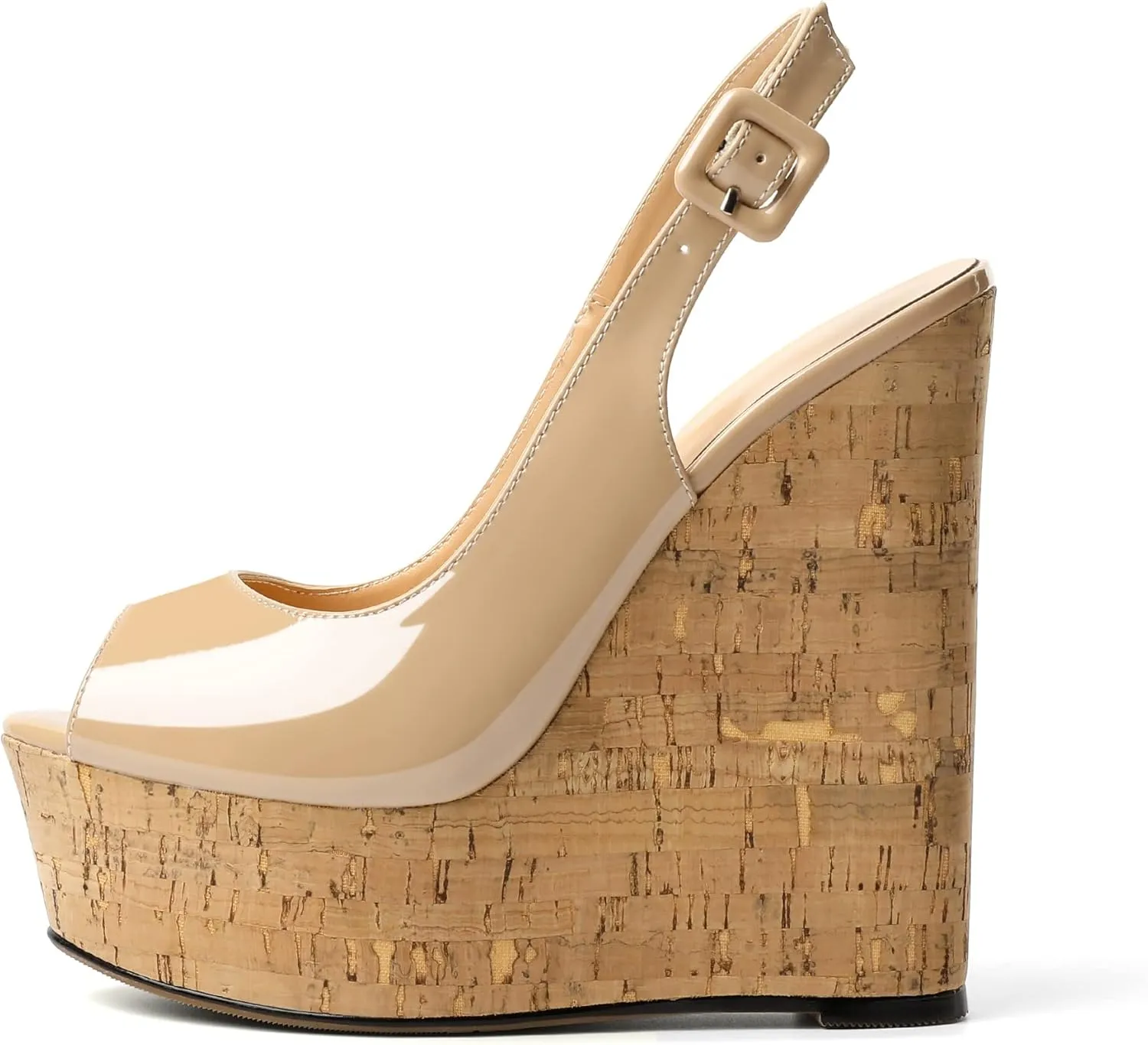 YODEKS Women's Platform Sandals Wedge Heel Peep Toe High Heeled Pumps Platform Wooden Heel Summer Wedge Heels Shoes