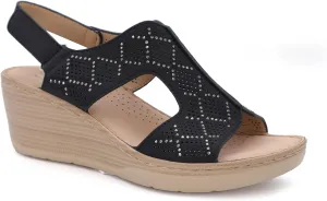 YOKI CRIMSON Women’s Wedge Sandals with Perforated Design, Platform Sandals Women, Women's Sandals Dressy, Summer Sandals
