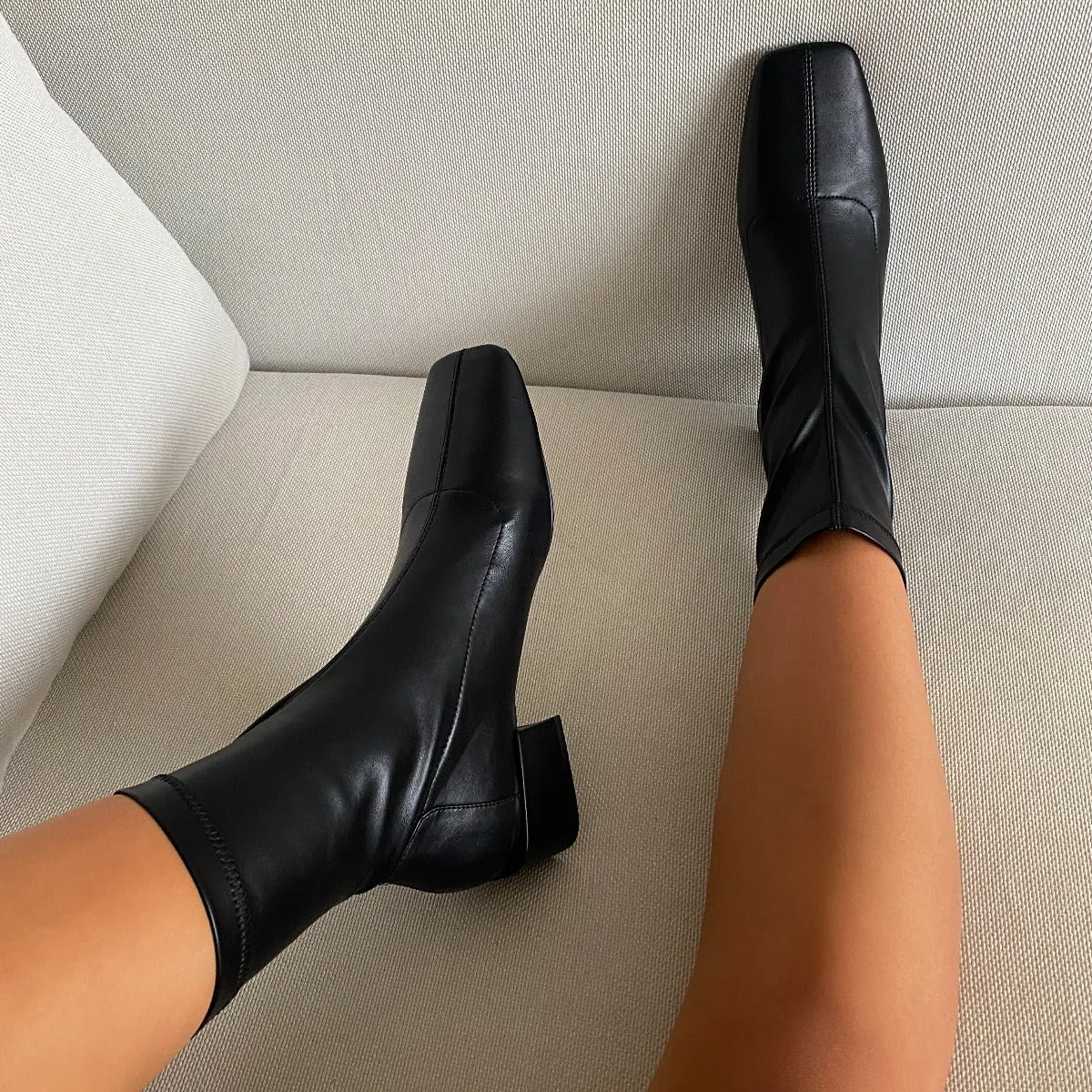 Zenya Black Flat Ankle Boots