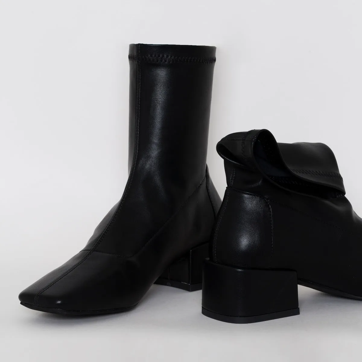 Zenya Black Flat Ankle Boots