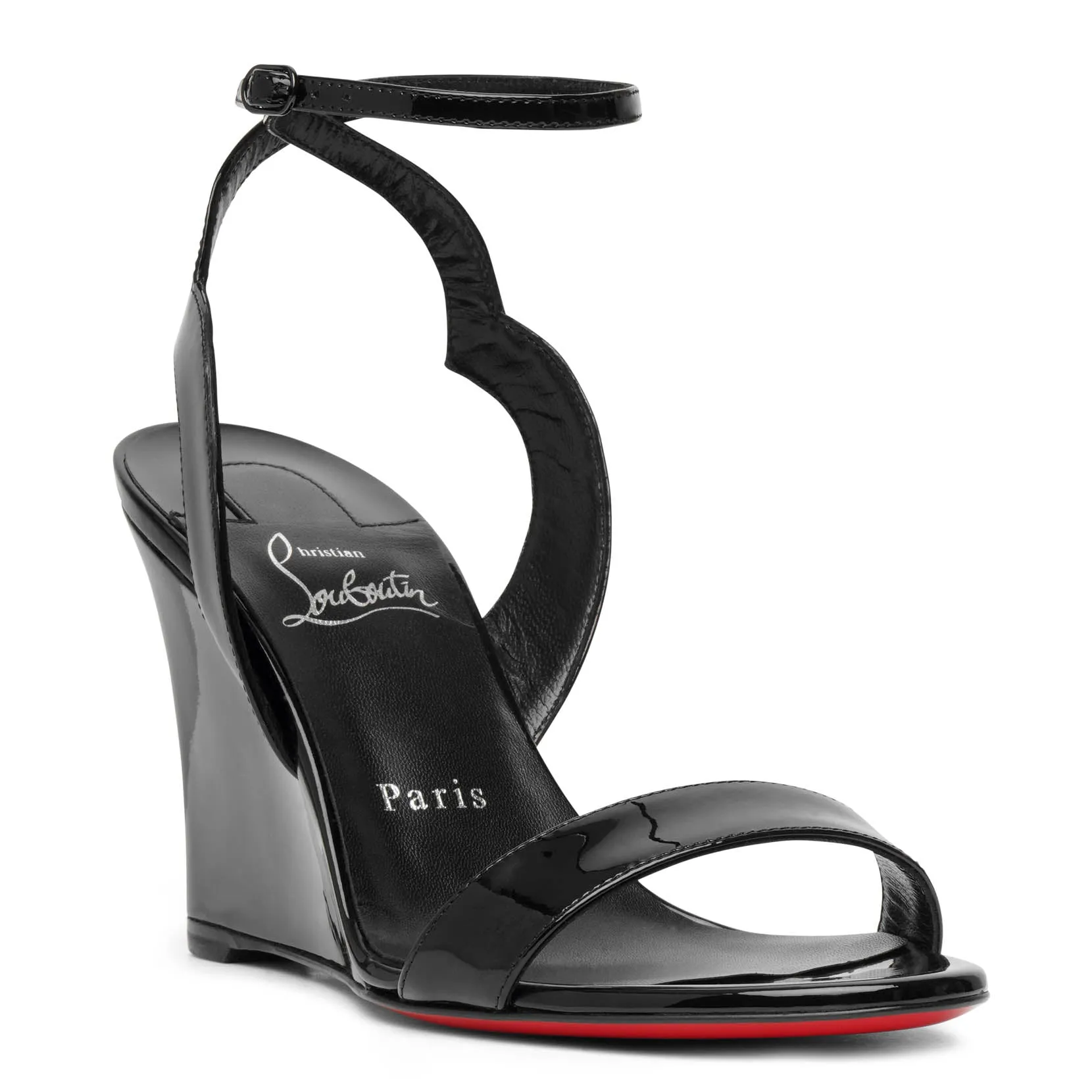 Zeppa Chick 85 black patent wedge sandals