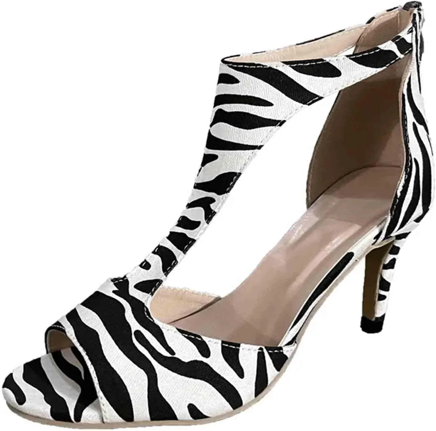 ZHOUYF Women Stiletto High Heel Sandals Peep Toe Fish Mouth Leopard Dress Sandals Fashion Casual Wedding Party Heeled Sandals