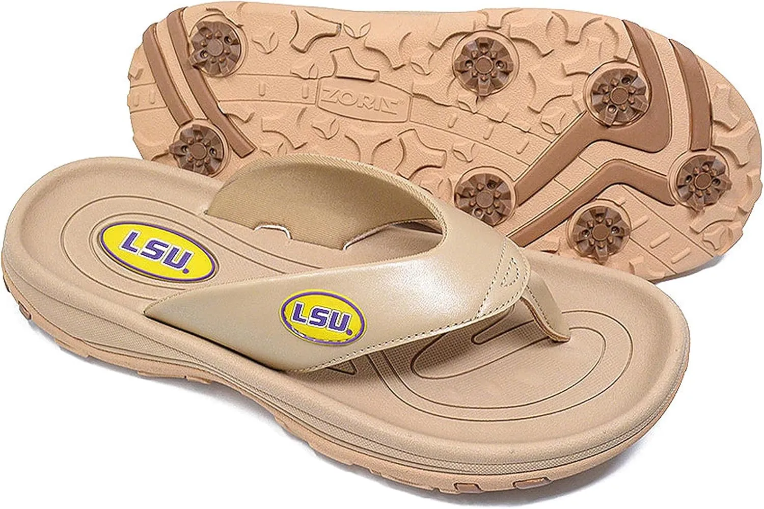 ZORIZ Collegiate Series Golf Sandals for Women and Men, Thong Flip Flops With Removable Spikes, Golf Footwear With Deeper Heel Cup and Higher Sidewalls
